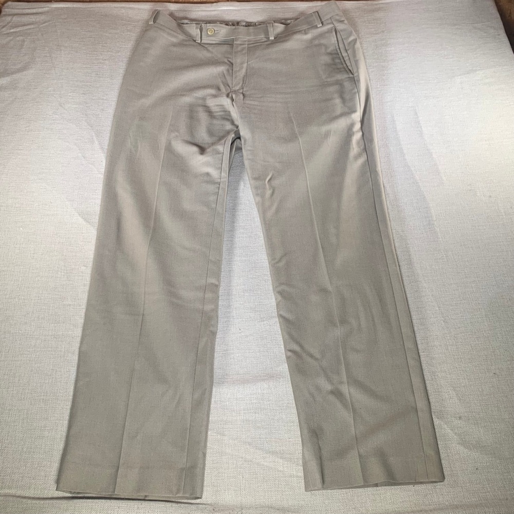 Lauren Ralph Lauren Mens Dress Pant 36x32 Tan Khaki Flat Front Straight Trousers - Picture 2 of 8